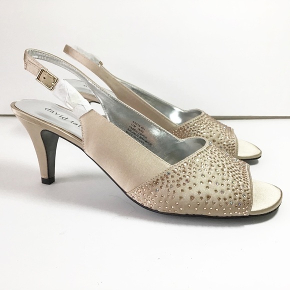 David Tate Shoes - David Tate Seana Heels Rhinestone Satin 11 New